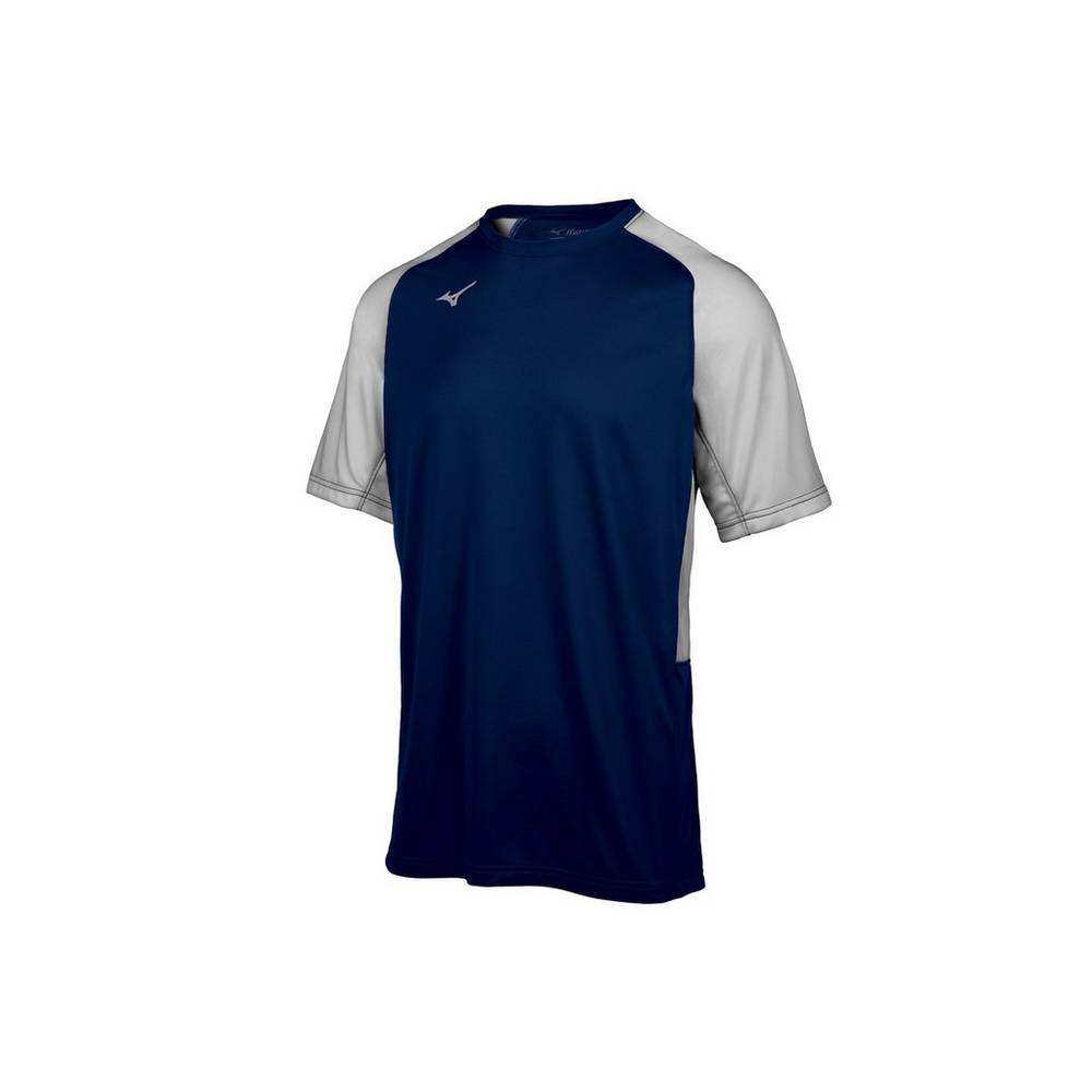 Camisas Mizuno Baseball Aerolite Crew - Homem - Azul Marinho/Cinzentas - QGFRI7152